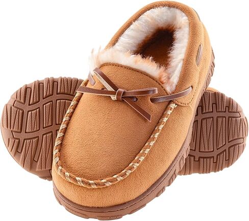 FLYFUPPY Boys Slippers Moccasins House Shoes for Boys with Memory Foam Nonslip Rubber Sole Indoor Outdoor Shoes for Boys in Kuwait