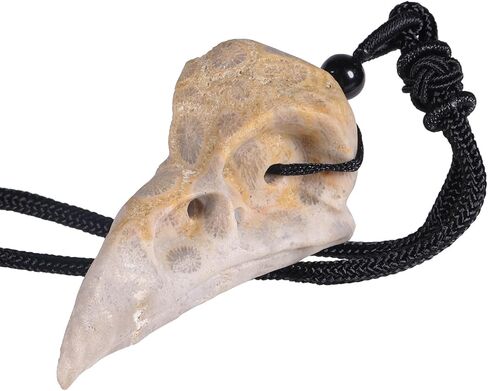 Nupuyai Handcraved Crow Skull Crystal Necklace for Women Men Polished Stone Raven Pendant Necklace Crystal Bird Amulet for Reiki Healing Mediation in Kuwait