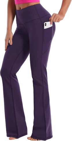 BUBBLELIME 29"/31"/33"/35"/37" Women High Waist Bootlegs Yoga Pants Tummy Control Bootcut Workout Flared Out Pockets in Kuwait