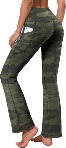 BUBBLELIME 29"/31"/33"/35"/37" Women High Waist Bootlegs Yoga Pants Tummy Control Bootcut Workout Flared Out Pockets in Kuwait