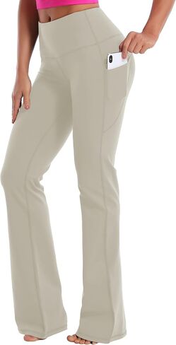 BUBBLELIME 29"/31"/33"/35"/37" Women High Waist Bootlegs Yoga Pants Tummy Control Bootcut Workout Flared Out Pockets in Kuwait
