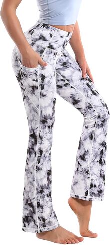 BUBBLELIME 29"/31"/33"/35"/37" Women High Waist Bootlegs Yoga Pants Tummy Control Bootcut Workout Flared Out Pockets in Kuwait