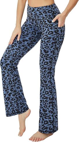 BUBBLELIME 29"/31"/33"/35"/37" Women High Waist Bootlegs Yoga Pants Tummy Control Bootcut Workout Flared Out Pockets in Kuwait