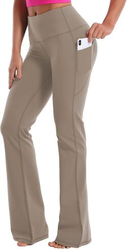 BUBBLELIME 29"/31"/33"/35"/37" Women High Waist Bootlegs Yoga Pants Tummy Control Bootcut Workout Flared Out Pockets in Kuwait