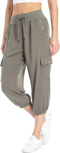 MISS MOLY Women's Loose Cropped Capris Cargo Joggers Pants Harem Sweatpants Stylish Soft Casual with Pockets in Kuwait