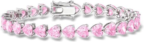 Ross-Simons 20.00 ct. t.w. Heart-Shaped Simulated Pink Sapphire Tennis Bracelet in Sterling Silver. 7 inches in Kuwait