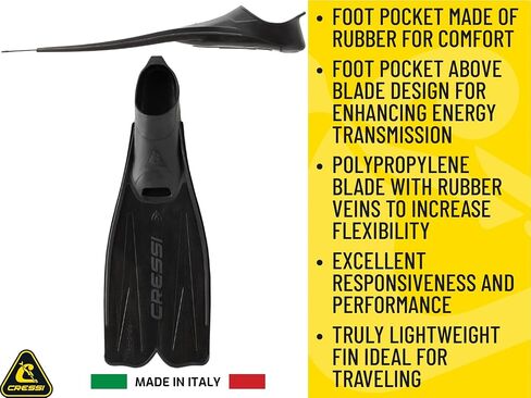 Cressi Adult Snorkeling Full Foot Pocket Fins, Good Thrust, Light Fin, Rondinella: designed and made in Italy in Kuwait