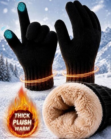 6 Pcs Women Winter Beanie Hat Scarf Touchscreen Gloves Set Knitted Fleece Pom Beanie Hat for Cold Winter Women in Saudi Arabia
