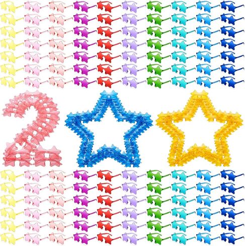 Kanayu 200Pair Star Shaped Rimless Sunglasses Transparent Star Glasses Candy Color Star Pentagram Glasses for Adult Kid Women in Kuwait