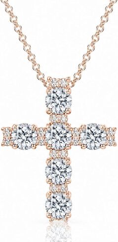 Sterling Silver Round AAA Cubic Zirconia Big Large CZ Cross Necklace for Women with Gift Box in Kuwait