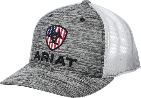 ARIAT Men's Black Stripes Snapback Flexfit Shield Logo Cap in Kuwait