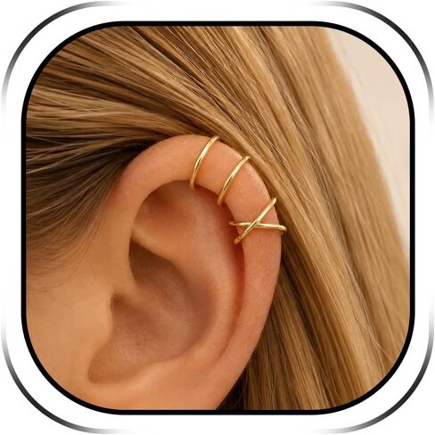 Ear Cuff for Women Gold Ear Cuff Earrings Clip On Cartilage Earrings Round Huggie Non Pierced Ear Cartilage Clip on Wrap Ear Cuff Jewelry Gifts in Saudi Arabia