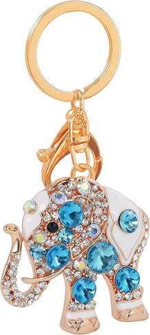 Reizteko Lucky Elephant Colorful Opal Rhinestone Plating Women Car/Bag Keychain Purse Charm - Pink in Kuwait