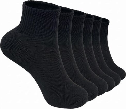 Glory Max 6 Pairs Women Ankle Socks Cotton Solid Color with Cushion for Athletic Running in Kuwait