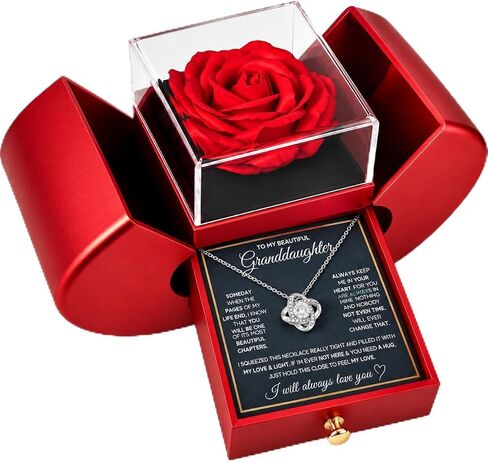 FG Family Gift Mall Granddaughter Gifts From Grandma and Granddaughter Birthday Message Card Necklace From Grandmother or Grandpa Jewelry Charm Present with Message Card and Gift Box in Kuwait