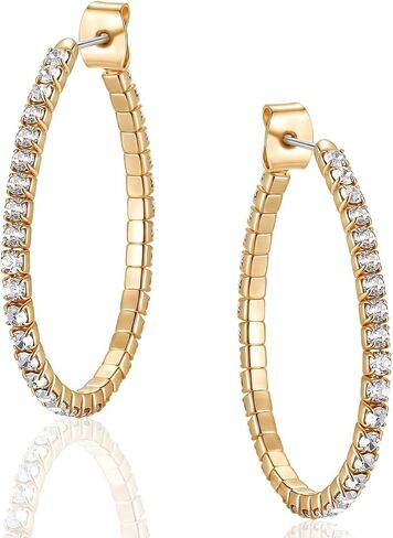 Humble Chic Cubic Zirconia Hoop Earrings for Women - Simulated Diamond Teardrop Post Back Statement Hoops - Stainless Steel Posts, Hypoallergenic and Safe for Sensitive Ears in Kuwait