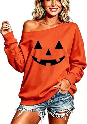 Decogiver Valentine's Day Women's Baggy Loose Fashion Graphic Long Sleeve Off Shoulder Sweatshirts in Kuwait