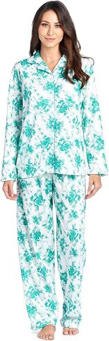 Casual Nights Women's Embroidered Contrast Print Long Sleeve Pajama Set in Kuwait