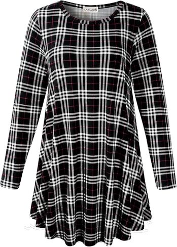 LARACE Plus Size Tunic Tops Long Sleeve Shirts for Women Swing Flowy Loose Fit Clothes for Leggings in Kuwait
