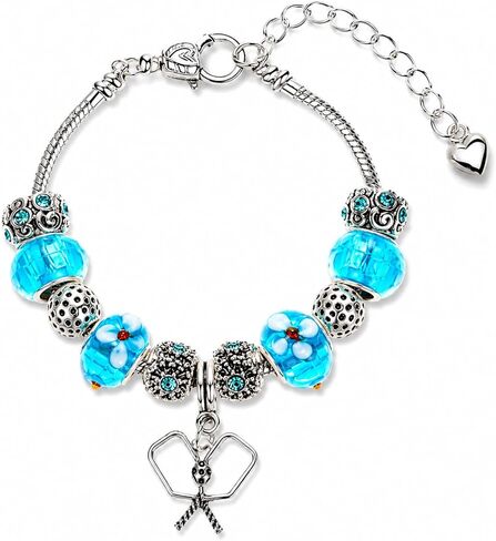 Sportybella Pickleball Bracelet, Silver Pickleball Beaded Charm Womens Pickleball Paddle Jewelry, Pickleball Gift for Pickleball Players in Kuwait