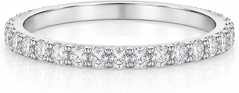ISAAC WOLF 14K Solid White, Yellow OR Rose Gold Pave Set Flawless Genuine Moissanite Diamond Wedding Engagement Promise Full Eternity Band in Kuwait