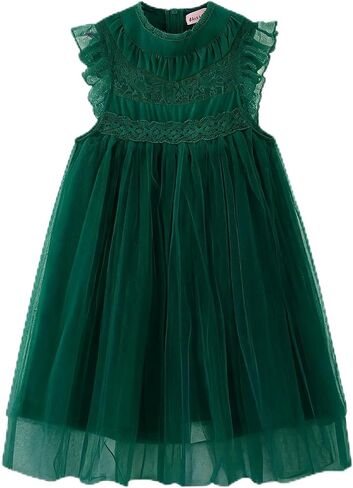 Colorful Childhood Girls Multi-Layer Tulle Lace Dress Princess Wedding Birthday Party Tutu Dress in Kuwait