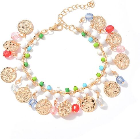 Boho coin sandals Anklet Bracelet Bohemian Tassel Barefoot Sandals Chain Jewelry Belly Dance Anklet Fashion Gifts for Women Girls Best Gifts Presents for Sister, Friends, Mom Birthday Valentine's Day Mother's Day in Kuwait
