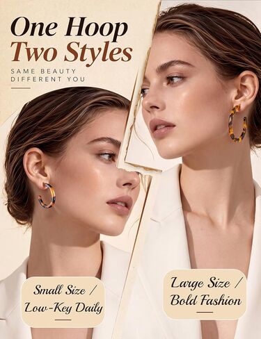 LOYALLOOK 4-8Pairs Acrylic Earrings Resin Geometric Hoop Fashion Earrings C Shaped Earrings Resin Earrings For Women Boho Earrings Statement Drop Dangle Earrings in Kuwait