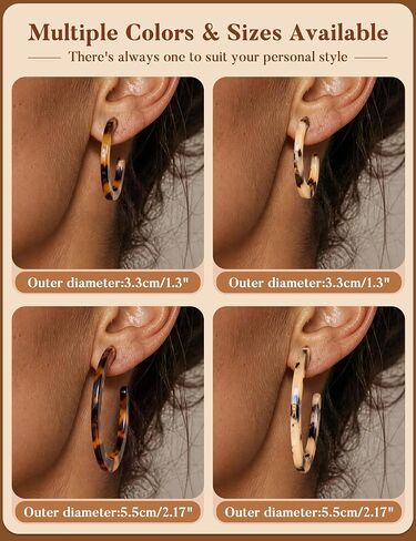 LOYALLOOK 4-8Pairs Acrylic Earrings Resin Geometric Hoop Fashion Earrings C Shaped Earrings Resin Earrings For Women Boho Earrings Statement Drop Dangle Earrings in Kuwait