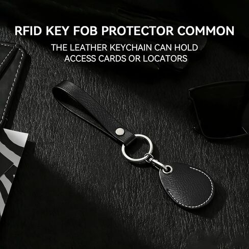 Temvue Access Card Holder RFID Key Fob Bag Key Chains NFC Smart Key Tag Card RFID Pod ID card protector common access card cover (Black) in Kuwait