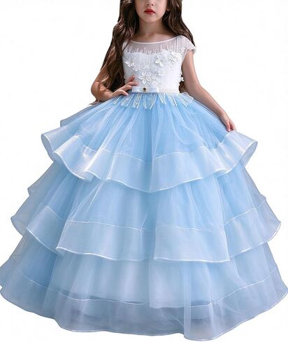 WDE Long Little Girls Pageant Dresses for Wedding Kids First Communion Prom Ball Gown in Kuwait