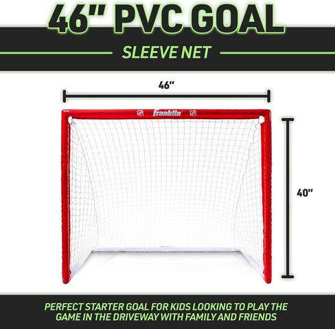 Franklin Sports NHL Street Hockey Goal with Net - Portable Lightweight PVC Youth Street + Roller For Kids - 46" in Kuwait