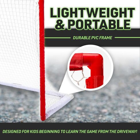 Franklin Sports NHL Street Hockey Goal with Net - Portable Lightweight PVC Youth Street + Roller For Kids - 46" in Kuwait