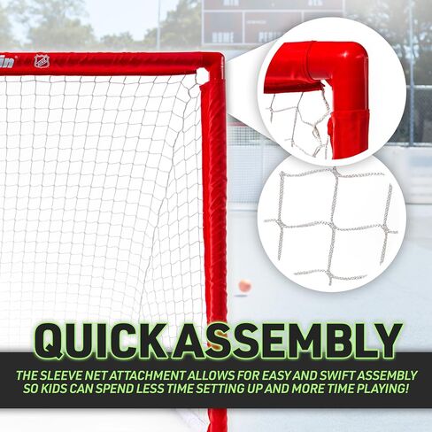 Franklin Sports NHL Street Hockey Goal with Net - Portable Lightweight PVC Youth Street + Roller For Kids - 46" in Kuwait