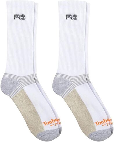 Timberland PRO Men's 2-Pack Ribbed Logo Crew Socks, Black, Large in Kuwait