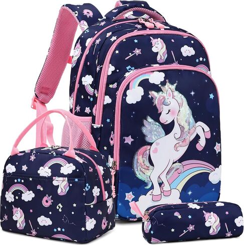 Girls Backpack for Elementary Kids School Bookbag Set Cute Unicorn Backpacks for Girls Water Resistant in Kuwait