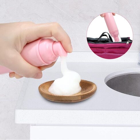 50 pcs 2oz/60ml Foam Pump Bottle Lash Shampoo Bottles Travel Foam Pump Bottle Empty Pink Plastic Refillable Mini Soap Dispenser for Hand Sanitizer Liquid (Pink) in Kuwait