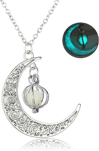 EEQQBZ Glowing crescent moon fairy necklace for women or men - Enchanting luminous moon charm - Moon magical glow jewelry in the dark necklaces in Kuwait
