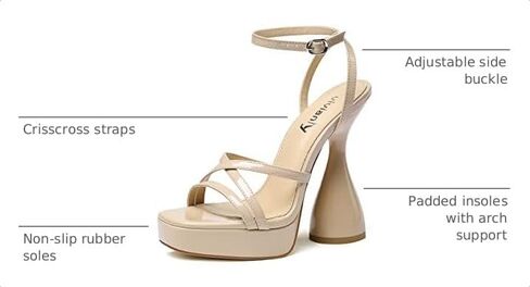 vivianly Women's Square Toe Platform High Heels Ankle Strap Chunky Block Heeled Sandals in Kuwait
