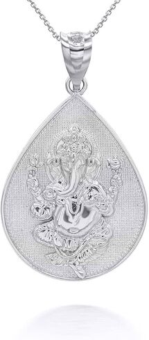 Claddagh Gold .925 Sterling Silver Ganesha Elephant God Teardrop Om Symbol Spiritual Hindu Religious Pendant Necklace Choice of Pendant Only or Necklace Chain Length in Kuwait