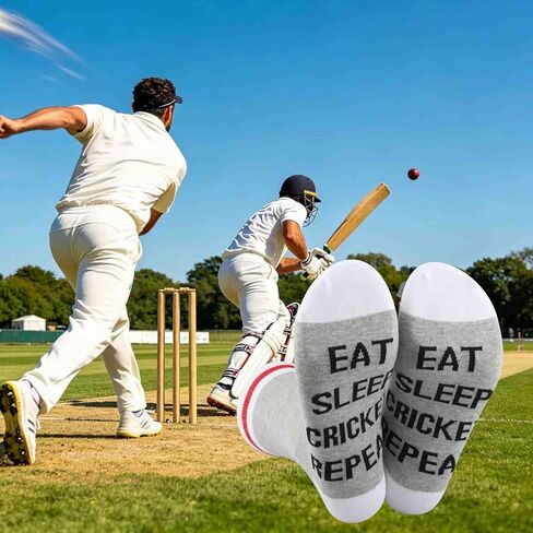 PXTIDY 2 Pairs Cricket Gifts Cricket Players Socks Eat Sleep Cricket Repeat Gift Cricket Game Socks Crickets Team Coach Gift in Saudi Arabia