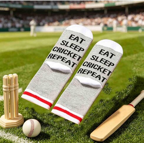 PXTIDY 2 Pairs Cricket Gifts Cricket Players Socks Eat Sleep Cricket Repeat Gift Cricket Game Socks Crickets Team Coach Gift in Saudi Arabia