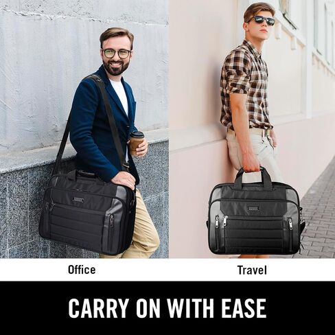 Kenneth Cole Reaction Keystone 1680d Polyester Dual Compartment 17" Laptop Business Portfolio, Black in Kuwait