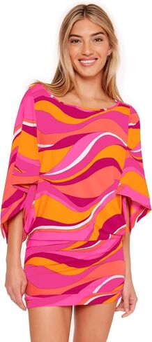 Trina Turk Women's Standard Vivid Vista Drape-Sleeve Swim Tunic-Bathing Suit Cover Ups in Kuwait