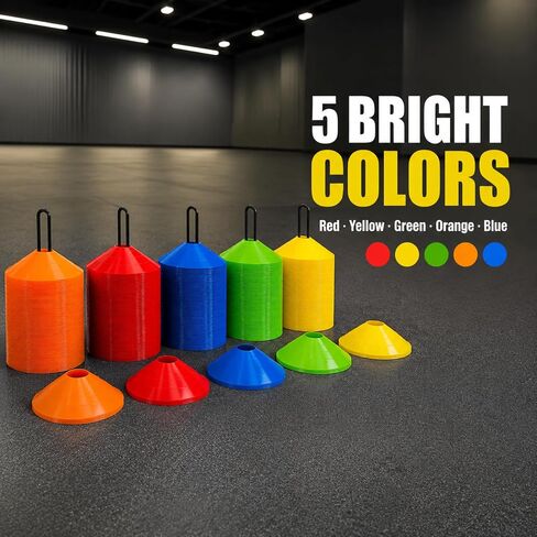 60 Pack，Agility Soccer Cones with Carry Bag and Holder for Training，sports cones , disc sports cones,football cones for drills kids，training cones for basketball， agility football cones set in Kuwait