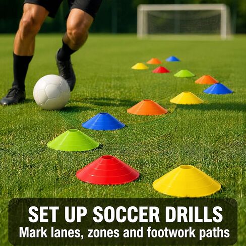 60 Pack，Agility Soccer Cones with Carry Bag and Holder for Training，sports cones , disc sports cones,football cones for drills kids，training cones for basketball， agility football cones set in Kuwait