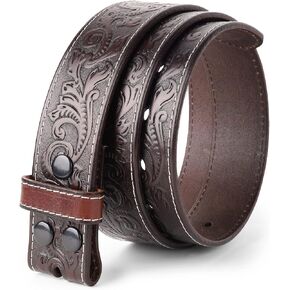 NPET Full Grain Cowhide Leather Western Belt with Engraved Tooling for Men without Buckle in Kuwait