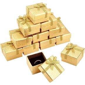 PH PandaHall Gifts Box Set, 12pcs 2.7 x 1.9 x 0.9 Inch Christmas Gift Box Golden Jewelry Gift Box Cardboard Display Boxes with Bowknot for Earring Necklaces Bracelet Jewelry Packaging Box in Saudi Arabia