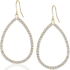 Simulated Diamond Teardrop Dangle Earrings For Women - Gold or Silver Tone with Cubic Zirconia - Hypoallergenic and Safe for Sensitive Ears in Saudi Arabia