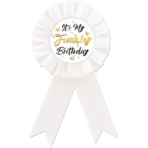 It's My Freaking Birthday Tinplate Badge Pin, White Rosette Birthday Button Pin, Gold Glitter Funny Birthday Badge Pin for Men & Women, Brooch Buttons for 18th/21st/30th Birthday Party Celebration in Kuwait